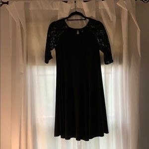 Black Julian Taylor Dress with Lace Sleeves